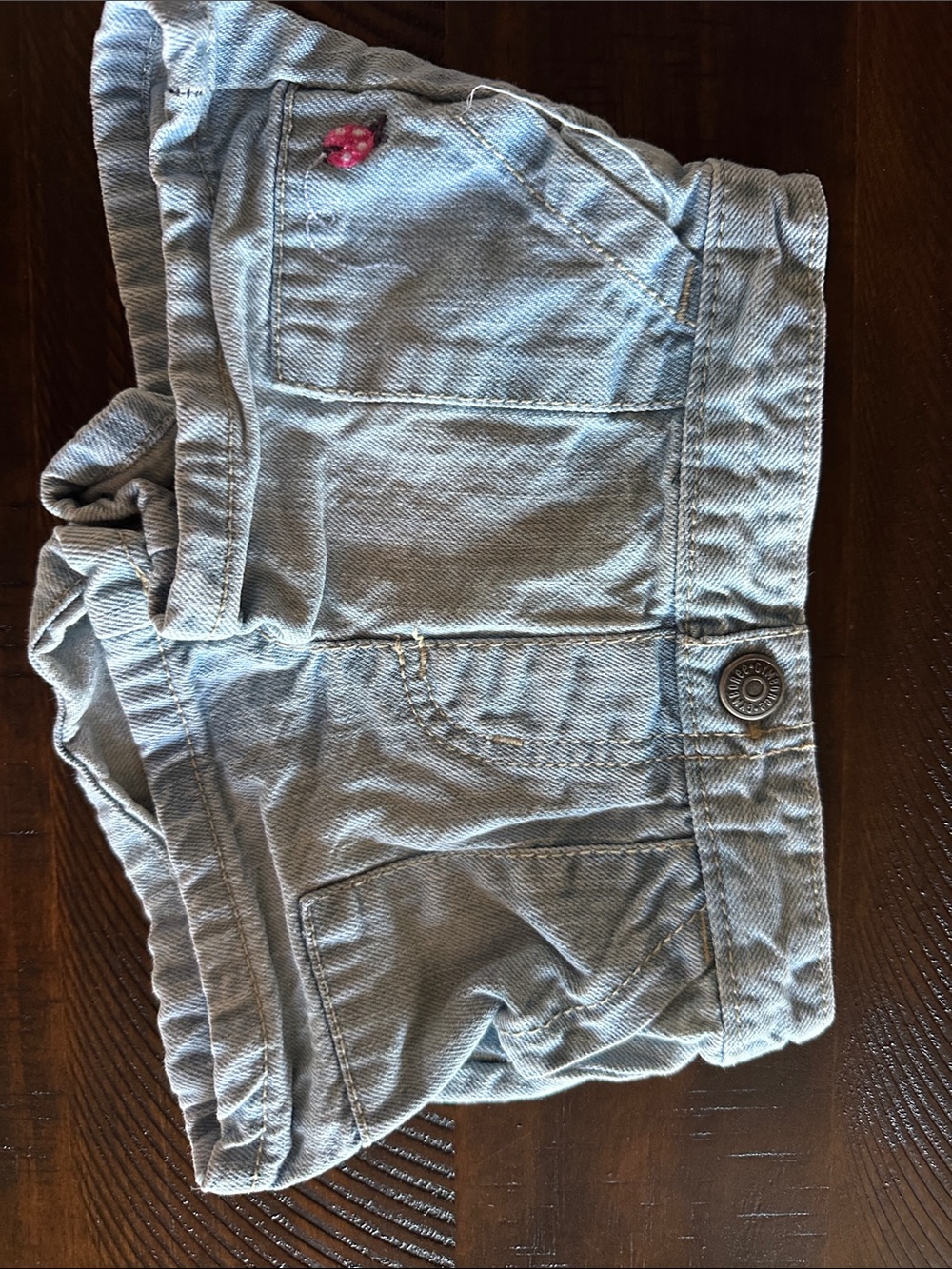 Gymboree Light Blue Denim Shorts with Pink Heart Button
